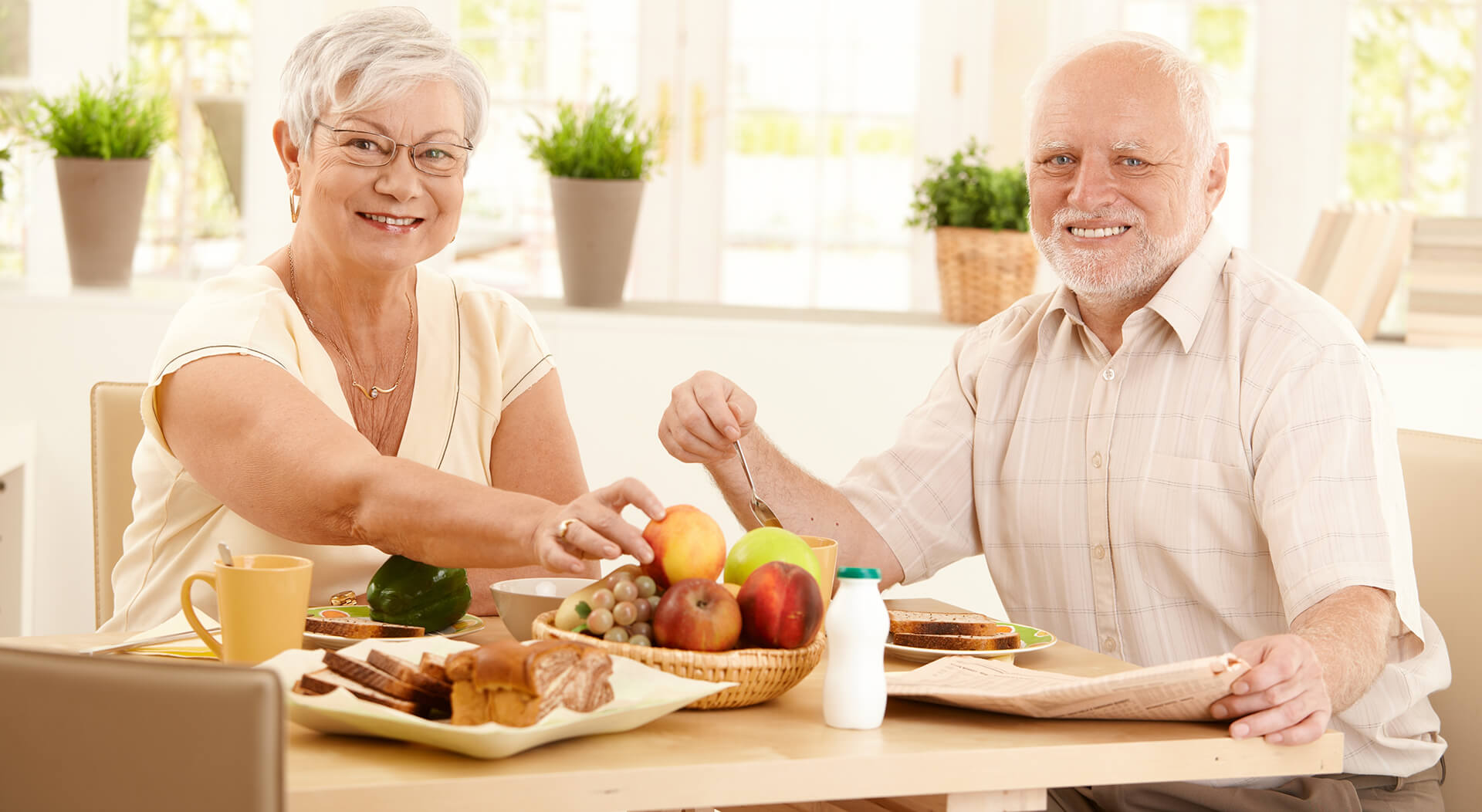 Older couple having breakfast